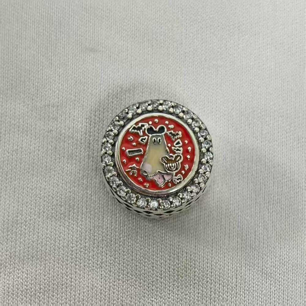 Pandora Mickey Pumpkin Ghost Button Halloween 2024 Exclusive Charm, S925 Silver